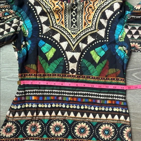 Farm Rio for Anthropologie Carlotta abstract patterned long-sleeve dress XS - Picture 10 of 11